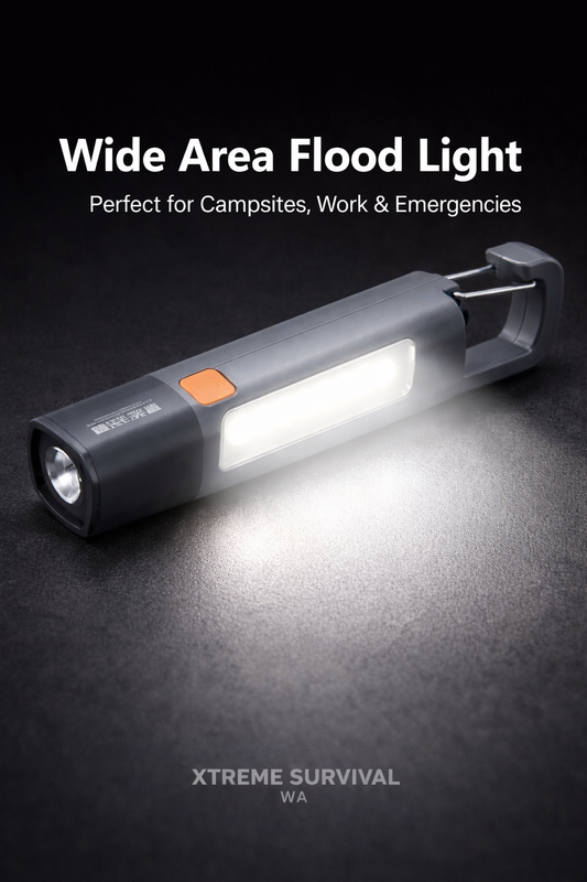 Xtreme Survival Rechargeable LED Torch – Zoom Beam, COB Flood Light