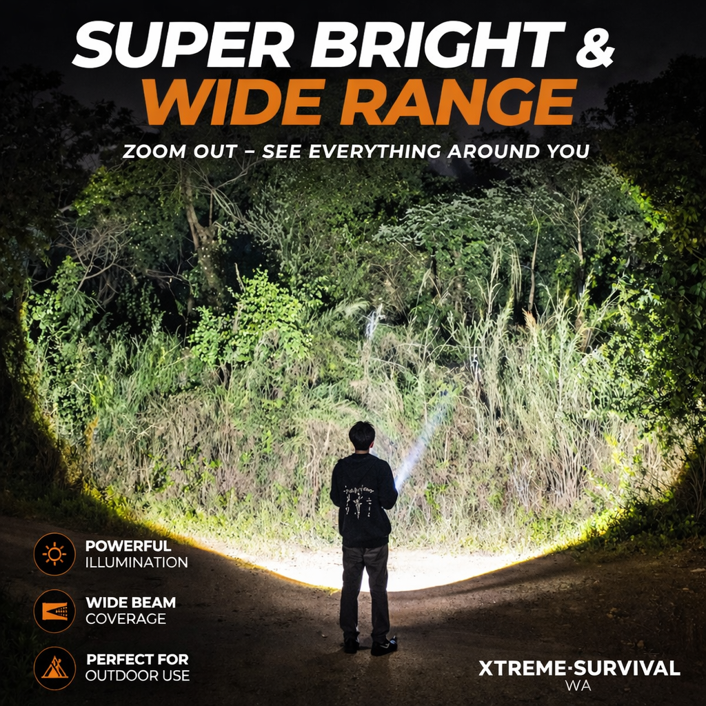 Xtreme Survival Rechargeable LED Torch – Zoom Beam, COB Flood Light